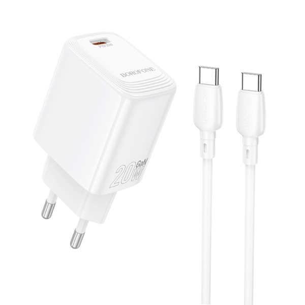Зарядное_устройство - TypeC 20W/3A BOROFONE BN26 PD + кабель Type-C-Type-C белый