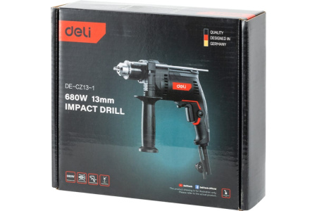 Дрель сетевая ударная Deli DE-CZ13-1E 680Вт, 13мм, 3000об/мин, 48000уд/мин