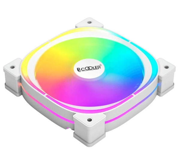 Кулер в корпус 120х120х25 PCCooler EF120 ARGB W (600-1500prm/4Pin PWM/3Pin ARGB/61.3 CFM/25.7дБ/подшипник гидравлический/ARGB)
