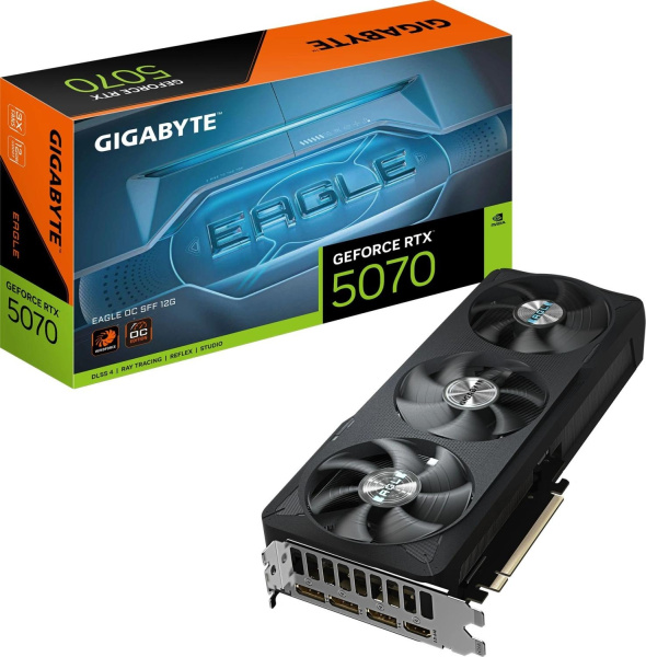 Видеокарта Gigabyte PCI-E 5.0 GV-N5070EAGLE OC-12GD 1.0 NVIDIA GeForce RTX 5070 12Gb 192bit GDDR7 2587/28000 HDMIx1 DPx3 HDCP Ret