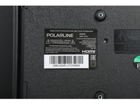 Телевизор 24" Polarline 24PL12TC 1366x768/HDMI,USB/DVB-T2,T,C/-/-/-/ Черный HD Ready MediaPlayer