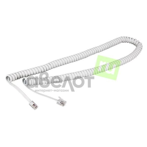 Кабель(шнур) телефонный, витой, 4м, 4P4C, белый