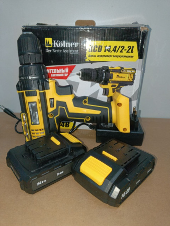 Распродажа! Дрель-шуруповерт Kolner KCD 14,4/2-2L 14,4В, 2 скорости 0-400/ 0-1450об/мин, 1,5 Ач(Li-Ion), 27Нм(царапины)
