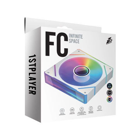 Кулер в корпус 120х120х25 1STPLAYER FC(AP) White (600-1800prm/3pin/47.65 CFM/32.2дБ/подшипник гидродинамический/ARGB)