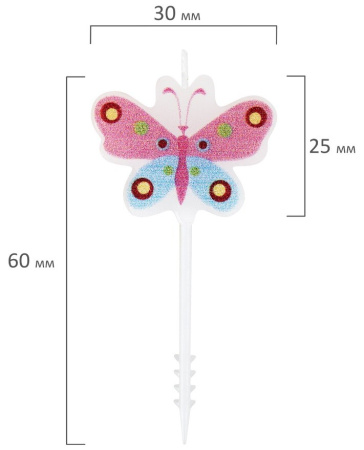 Свечи для торта "Бабочки, божьи коровки" набор 5шт (591463)