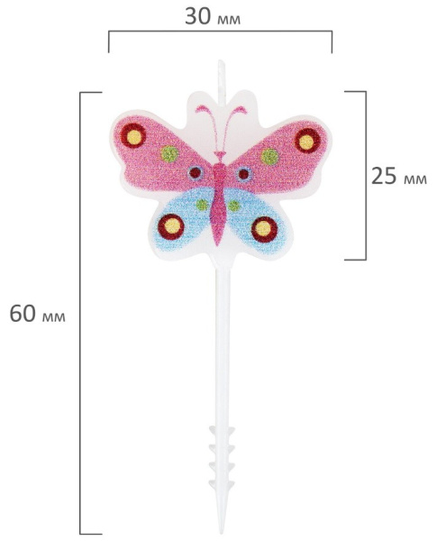 Свечи для торта "Бабочки, божьи коровки" набор 5шт (591463)