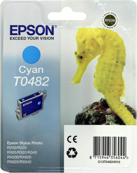 Картридж_струйный EPSON T0482 (C13T048240) для_Photo_R200/300/RX500/600 Cyan