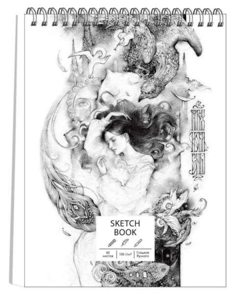 Скетчбук 60л., А4, Эксмо "Малахитовые сны", 100г/м2 (ТС4605276)