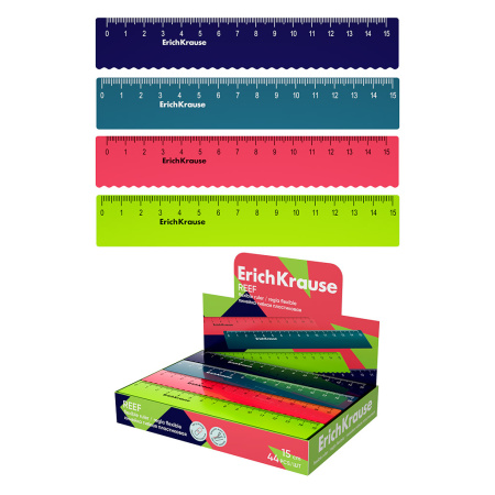 Линейка 15см. ErichKrause "Reef" гибкая (63536)