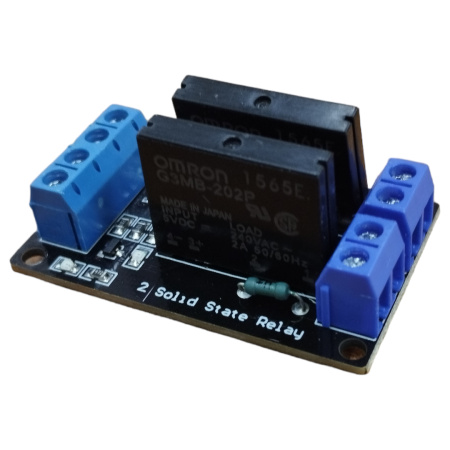 Модуль реле твердотельного DC  5в, AC 250в 2а,  2 канала, G3MB-202P