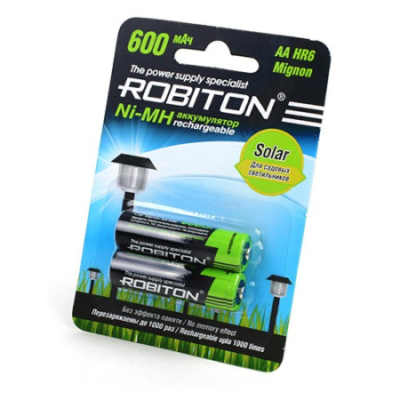 Аккумулятор Ni-MH AA Robiton SOLAR 600mAh/1.2в блистер 2шт.