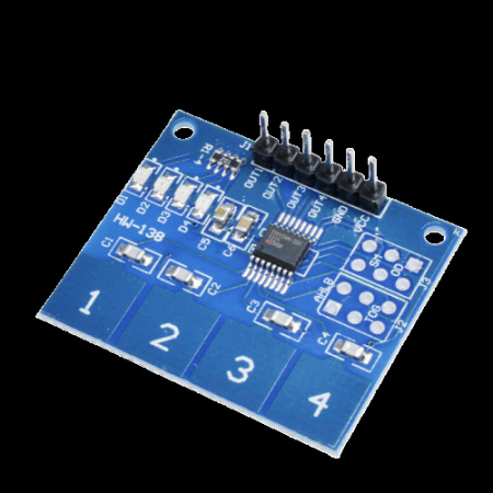 Клавиатура сенсорная 1*4 (4клавиши), HW-138, Vdc2.4..5.5V, TTP224, 29*35мм