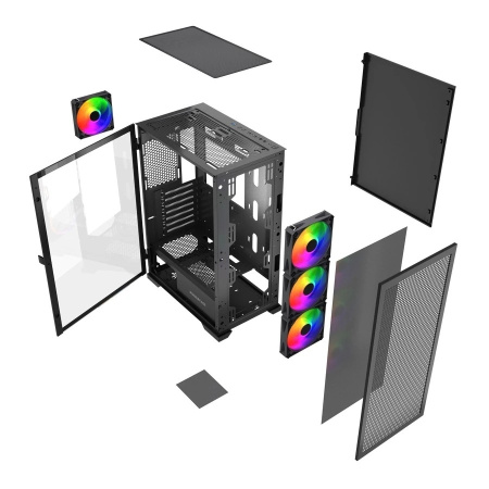 Корпус ATX Б_БП Powercase Mistral B415 (USB3.0,Audio,черный,Mesh,TG,4х120мм ARGB PWM fans,CPU Cooler до 165мм, VGA до 285мм)[CMAB415-A4]