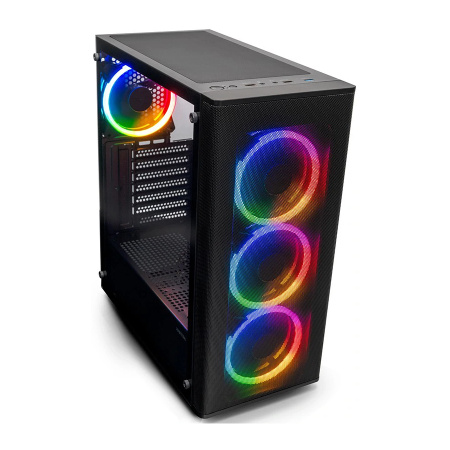 Корпус ATX Б_БП XASTRA A300 4FRGB  Black (USB3.0,Audio,TG,черный,Mesh,4х120мм FRGB,CPU Cooler до 160мм, VGA до 340мм)[A300-4FR12F]