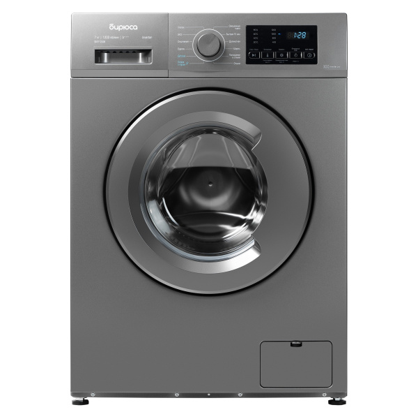 Стиральная машина Бирюса WM-SM712/08 М Металлик 7кг, фронт. загр-ка, отжим 1200об/мин, 12 прог., 85x59,5x44 см, класс А, Inverter