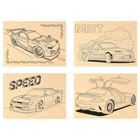 Набор досок для выжигания ТРИ СОВЫ "Скорость" 4шт (НВ_56780)