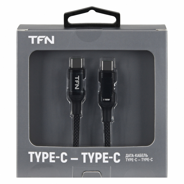 Кабель USB Type-C (m) - Type-C (m) TFN, TPE 1.5м,100W LED черный (TFN-C-DG-CC15M-BK)