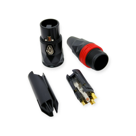 Разъем XLR гнездо, на кабель, металл, красный