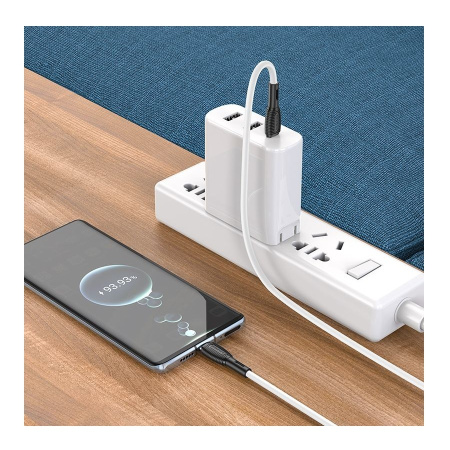 Кабель USB Type-C (m) - USB Type-C (m) BOROFONE BX86 1м ,60W, белый, силиконовый