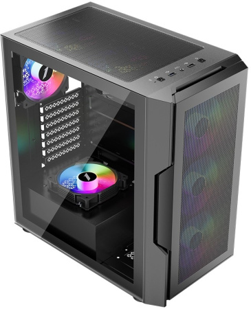 Корпус ATX Б_БП 1STPLAYER TRILOBITE T7-P Black (2*USB3.0, Audio, Window, 4x120mm LED, черный)[T7-P-BK-4F1