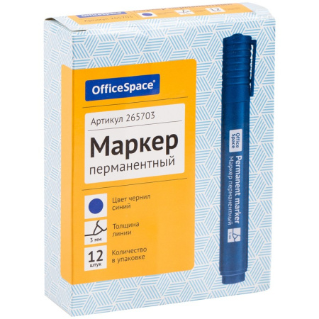 Маркер перманентный OfficeSpace 3мм., "8004А" пулевидный, синий (265703)