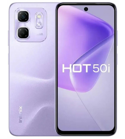 Смартфон INFINIX HOT 50i 4Гб 128Гб Dreamy Purple 6.78", IPS, 1600*720, 2*2+6*1.8ГГц, 48+0.08Мп, 8Мп, 4G, NFC, 5000мАч, And 14
