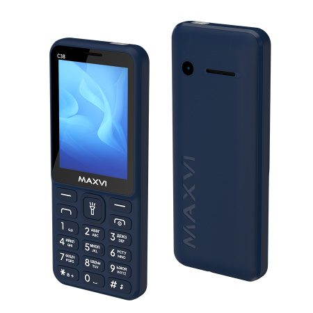 Сотовый Maxvi C38 Blue 2sim/2.8"/240*320/microSD/0.5МП/Bt/1800мАч/моноблок