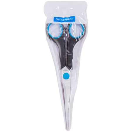 Ножницы 17см. OfficeSpace ручки черные с синими вставками (264902)