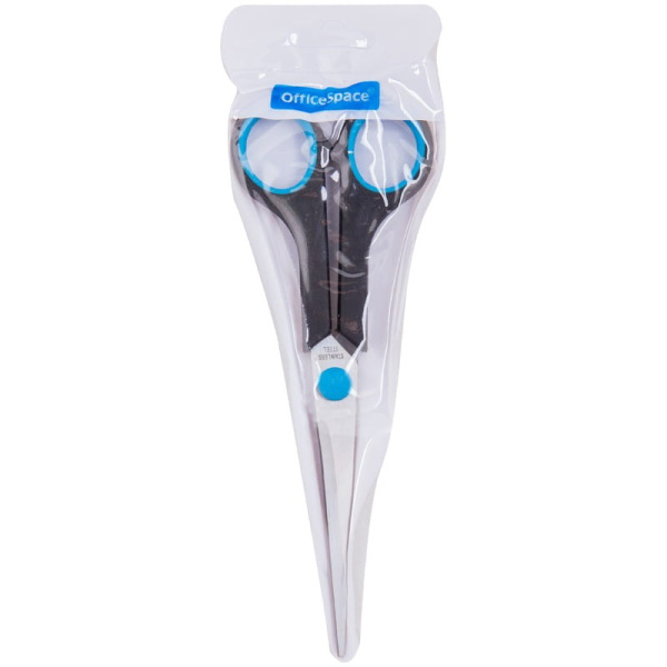 Ножницы 17см. OfficeSpace ручки черные с синими вставками (264902)