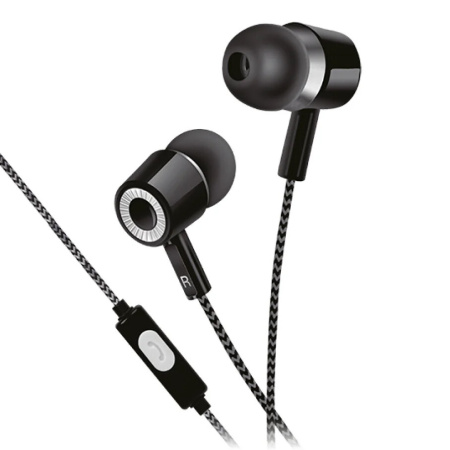 Гарнитура Perfeo ALON  внутриканальные, тканевый провод, черно-серый (PF_A4479)