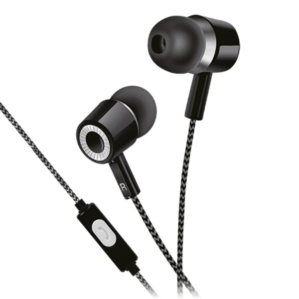 Гарнитура Perfeo ALON  внутриканальные, тканевый провод, черно-серый (PF_A4479)