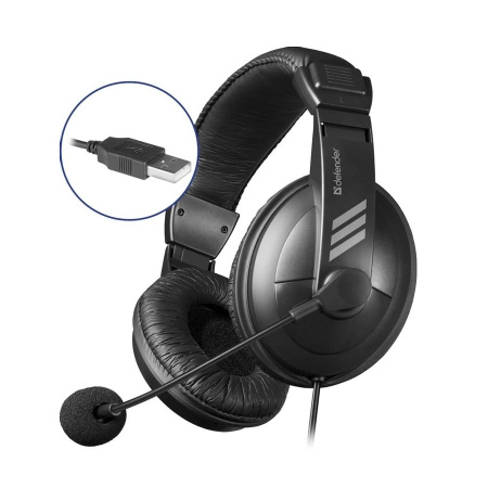 Гарнитура Defender Gryphon HN-750 мониторные, 32Ом, 105дБ, кабель 2м, Black