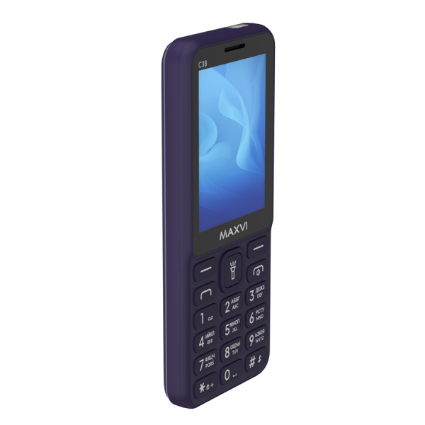 Сотовый Maxvi C38 Purple 2sim/2.8"/240*320/microSD/0.5МП/Bt/1800мАч/моноблок