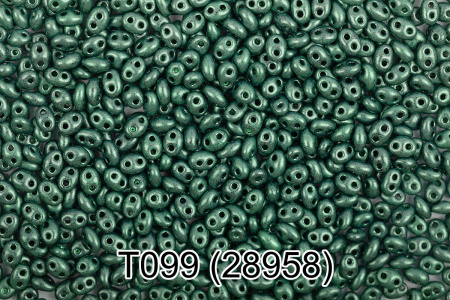Бисер Чехия "GAMMA" TWIN 3 321-96001 2.5 x 5 мм 5 г 1-й сорт T099 т.зеленый ( 28958 )