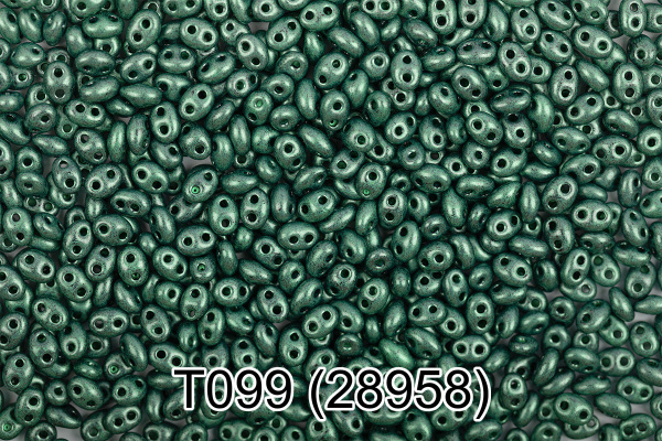 Бисер Чехия "GAMMA" TWIN 3 321-96001 2.5 x 5 мм 5 г 1-й сорт T099 т.зеленый ( 28958 )