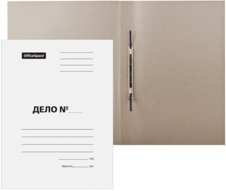 Скоросшиватель ДЕЛО OfficeSpace 300г/м2, картон мелованный, белый, пробитый (158527)