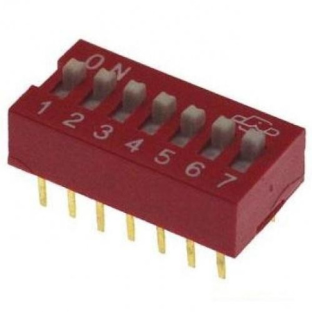 Переключатель DIP  SP7T, шаг 2.54мм, DS-07