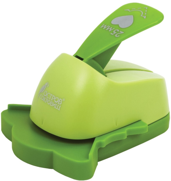 Дырокол фигурный угловой "Сердце", диаметр вырезной фигуры 25 мм, ОСТРОВ СОКРОВИЩ, 227175