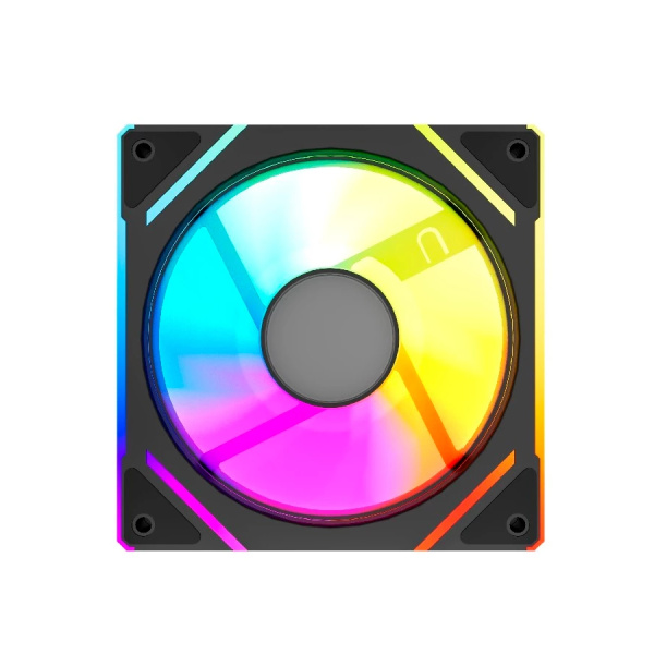 Кулер в корпус 120х120х25 Powercase (M61-12 ARGB) Black (600-1500prm/4pin PWM (M+F)+ 3pin ARGB (M+F)/51.07 CFM/32.3дБ/подшипник гидравлический/ARGB)