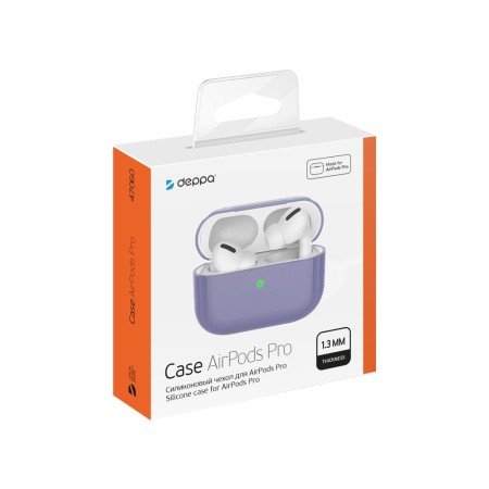 Чехол силиконовый для Apple Airpods Pro Deppa Серая Лаванда (47060)