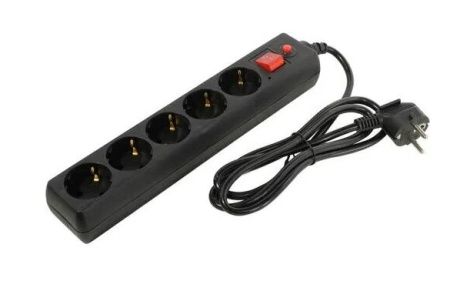 Сетевой фильтр  5.0м, 5 розеток Buro, 500SH-5-B, 10А, 2200Вт, с выключателем, черный, коробка