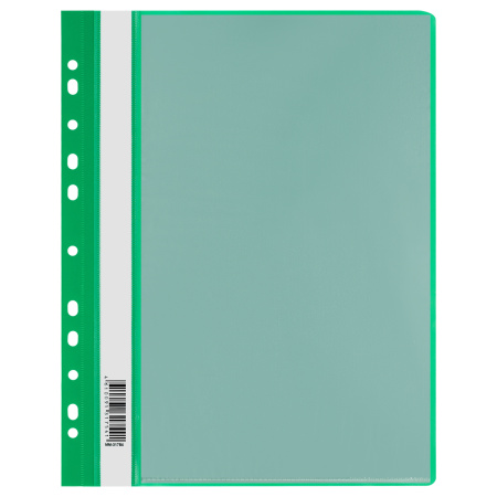 Скоросшиватель пластиковый А4 160мкм. СТАММ с 10 вкладышами, с перфорацией, зеленый (ММ-31754)