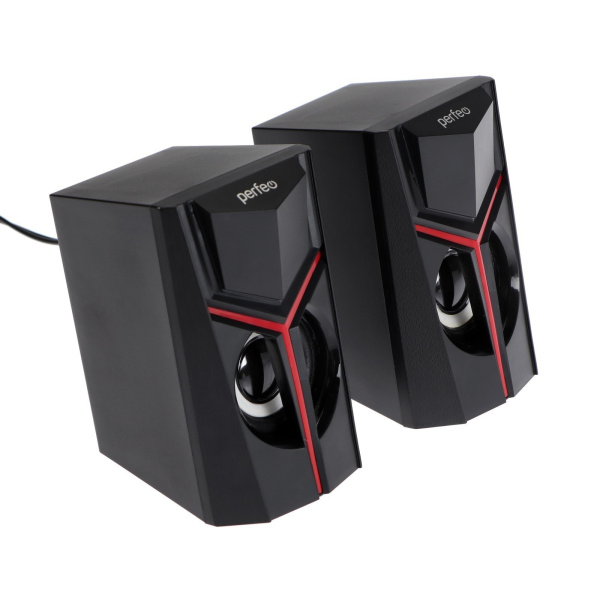 Актив.колонки 2.0 Perfeo TRIAL 6Вт, питание от USB, LED подсветка, пластик, Black