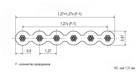 Шлейф RC, шаг=1.27мм,  9контактов, 28AWG, серый, RC-09