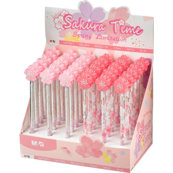 Ручка гелевая M&G Sakura Raint 0,5мм синяя AGPT05712205M8C