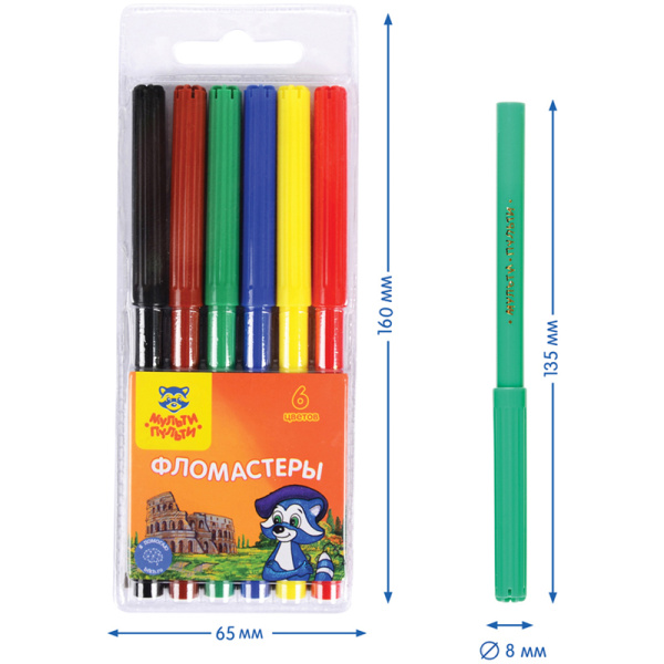 Фломастеры 06цв. Мульти-Пульти "Енот в Италии"  WP_10722
