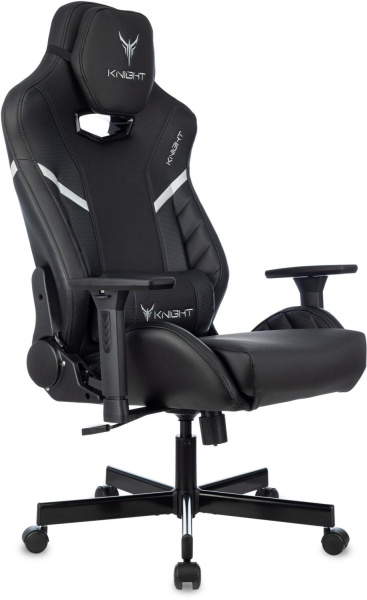 Кресло игровое Knight Thunder 5X черный экокожа крестов. металл