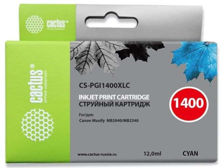 Картридж_струйный Cactus CS-PGI1400XLC для Canon MB2050/MB2350/MB2040/MB2340 голубой