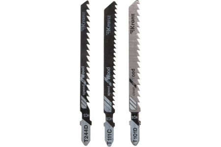 Пильные полотна Kranz №4 KR-92-0323, 3шт, T101D/T111C/T244D, дерево быстро/чисто