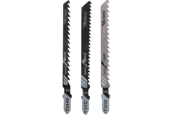 Пильные полотна Kranz №4 KR-92-0323, 3шт, T101D/T111C/T244D, дерево быстро/чисто